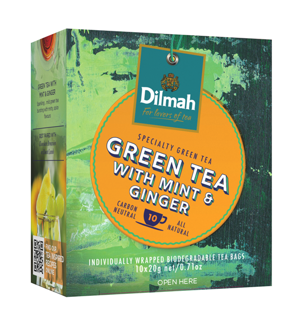 Чай Dilmah Café range зеленый Мята и имбирь, 10 пак. - фото 4761