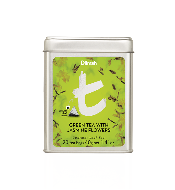 Чай Dilmah t-Series зеленый Жасмин, 20 шёлк. пирамидок - фото 4858