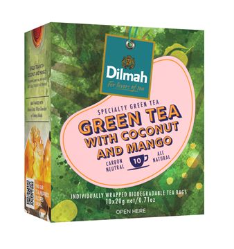 Чай Dilmah Café range зеленый Кокос и манго, 10 пак.