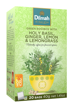 Чай Dilmah Natural infusions Ройбуш  Базилик, имбирь, лимон и лемонграсс, 20 пак.
